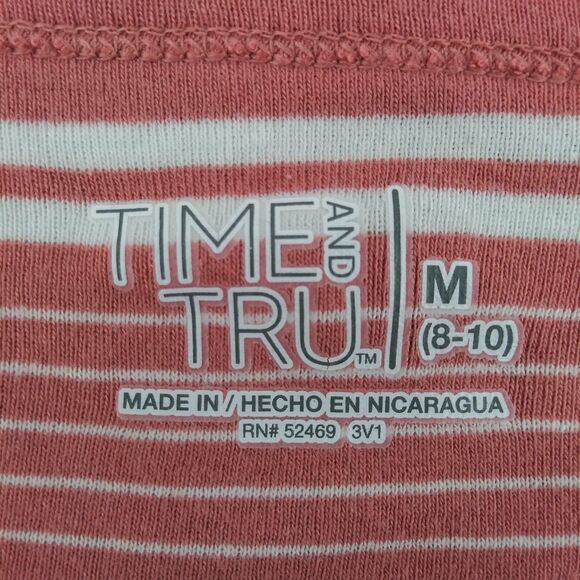 Time and Tru Shirt Womens Medium Pink Stripe Short Sleeve Blouse - Picture 4 of 7